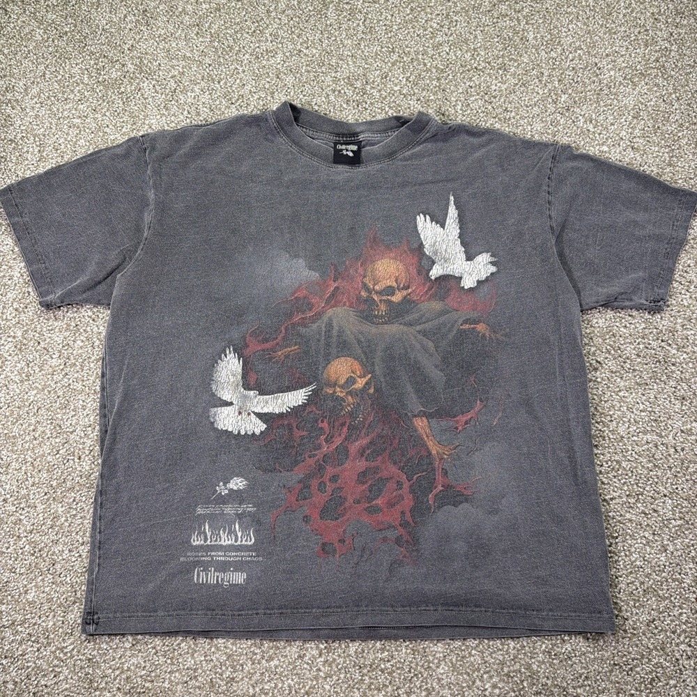 Civil Regime Ghost Rider Chaos Tee Black Faded Size XL